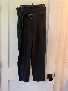 BRAND NEW- Cuyana Silk Black Paperbag Waist Trousers with Belt- Size Small